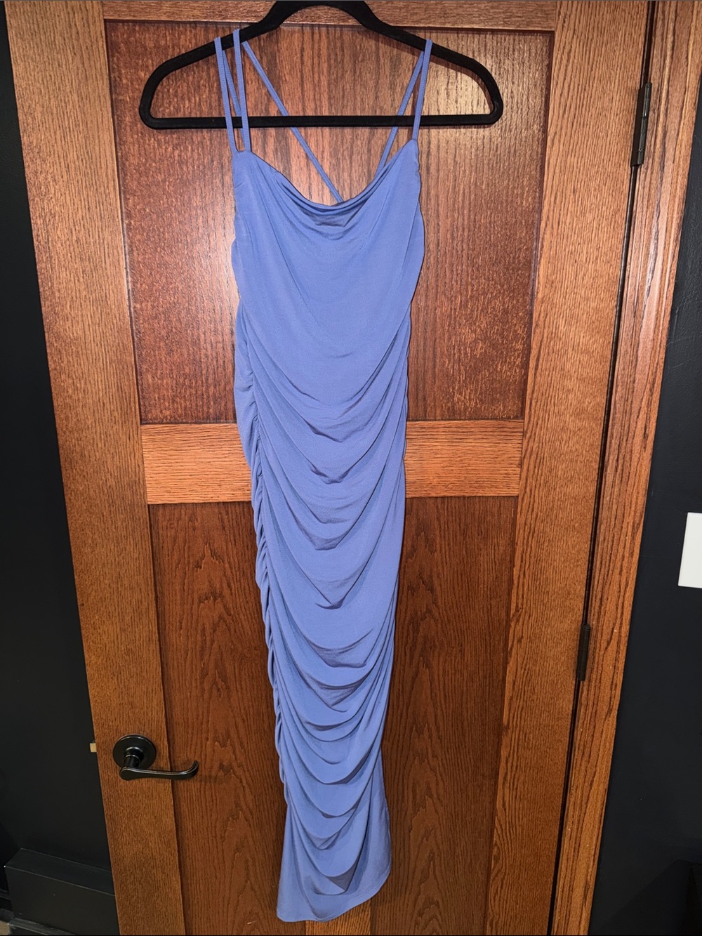 Abercrombie & Fitch Periwinkle Ruched Slip Maxi Dress